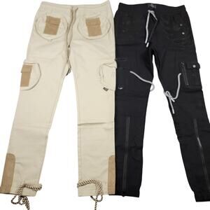 The Hideout Clothing Pants Set Medium Black Cream Cargo Joggers NWT (813)